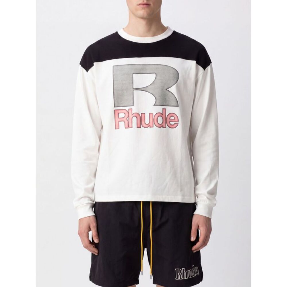 Rhude Men Rhude Long-Sleeved Cotton T-Shirt With Contrast Logo Print